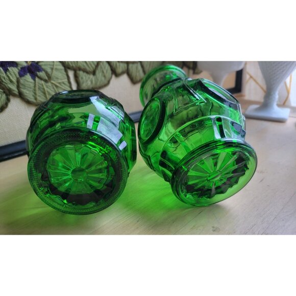 2- Wheaton Glass Bullseye Green Jars Canisters - Picture 6 of 6